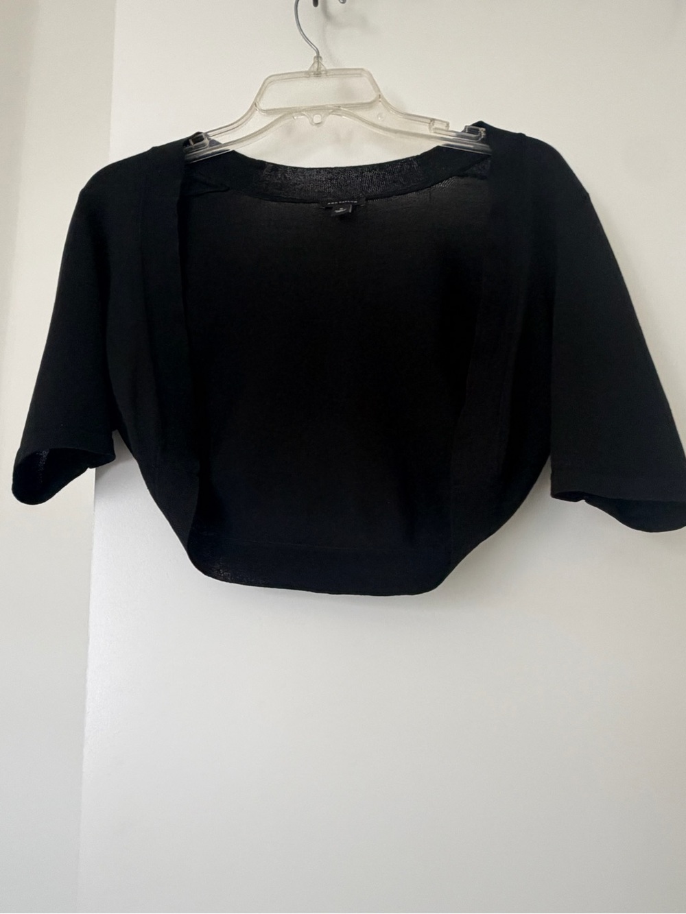 Ann Taylor Black Cropped Open-Front Cardigan